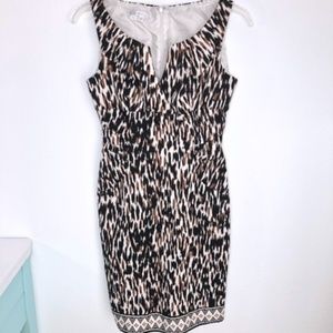 London Times Animal Print Body Con Dress Size 2